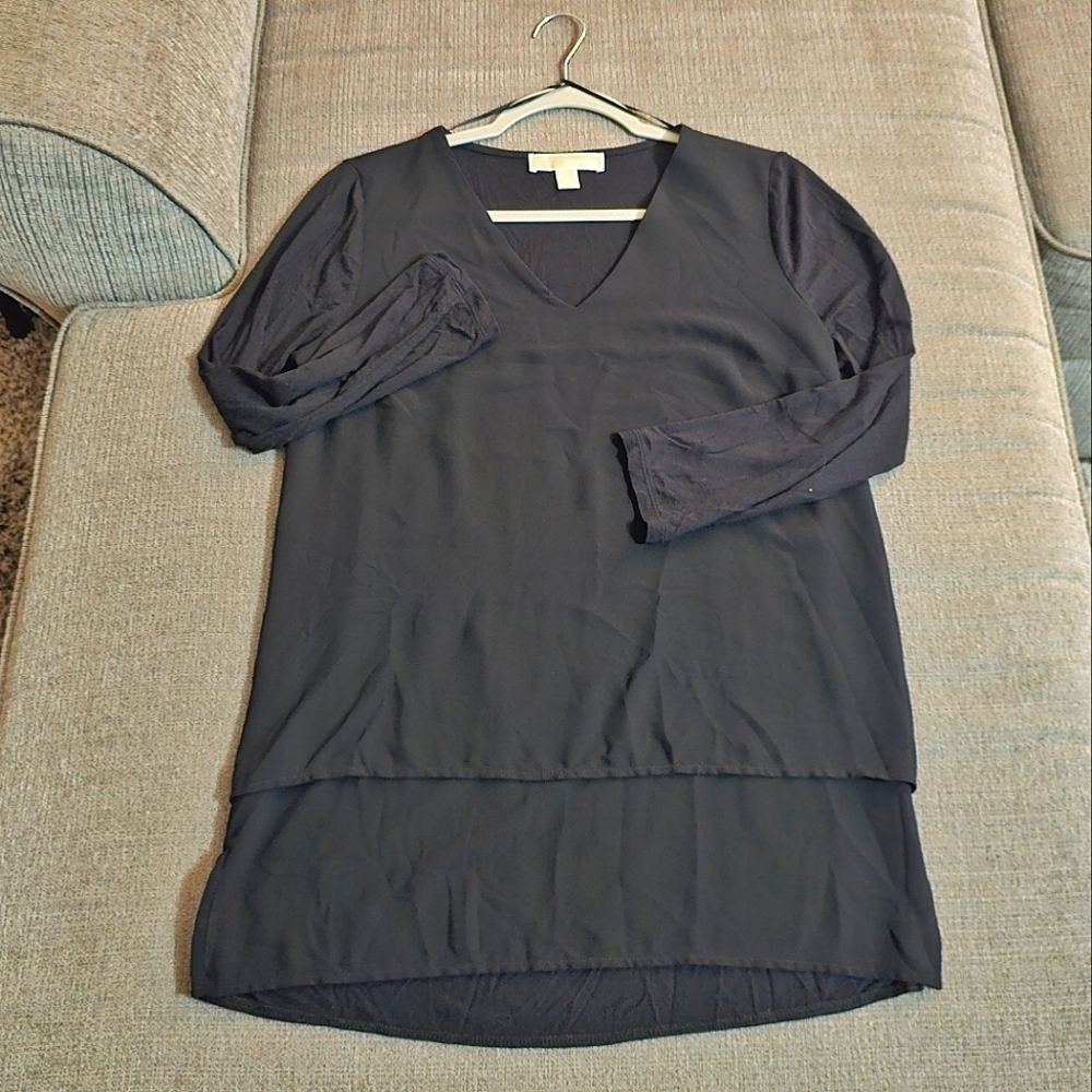 Michael Michael Kors Black Basic Minimalist Casual Mixed Media Top Size Small